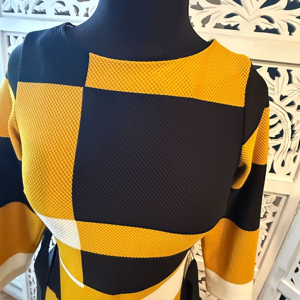 Block Dress Gold White and Black Woman size 6 New Danny and Nicole Mizzou - Picture 2 of 5
